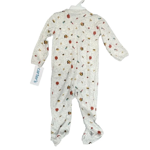 Carter's Size 6 Months Thanksgiving Snap-up Sleep & Play Bodysuit in Grey - Picture 2 of 5